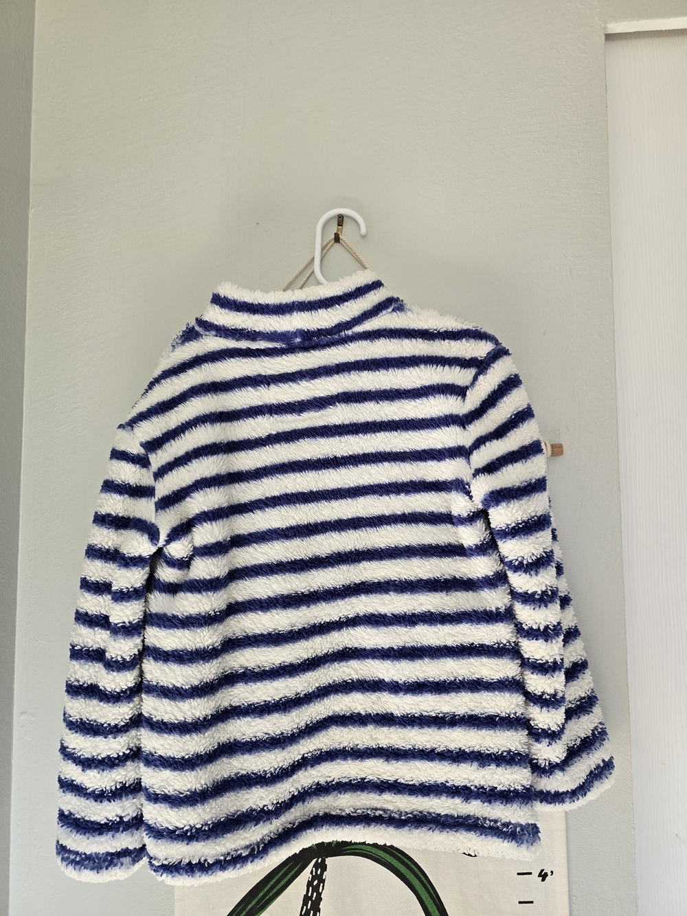 Mini Boden Navy and White Fuzzy Striped Kids Sweater